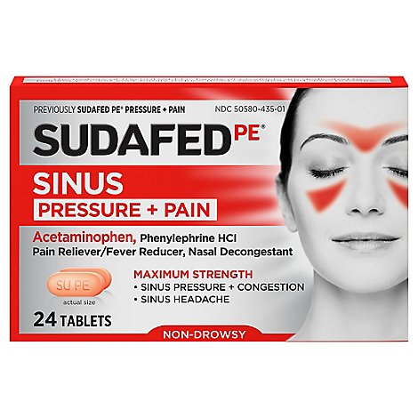 Sudafed PE Pressure + Pain Caplets for Adults Maximum Strength - 24 Count