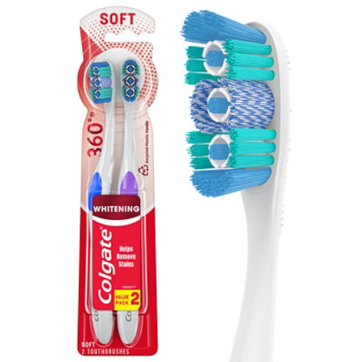 Colgate 360° Optic White Toothbrush Whitening Soft - 2 Count - Image 2