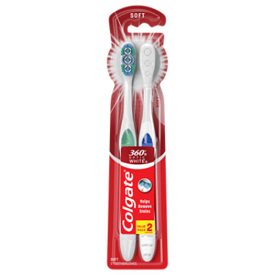 Colgate 360 Optic White Whitening Manual Toothbrush Soft - 2 Count