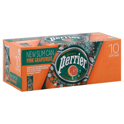 Perrier Pink Grapefruit Flavored Carbonated Mineral Water Slim Cans - 10-8.45 Fl. Oz.