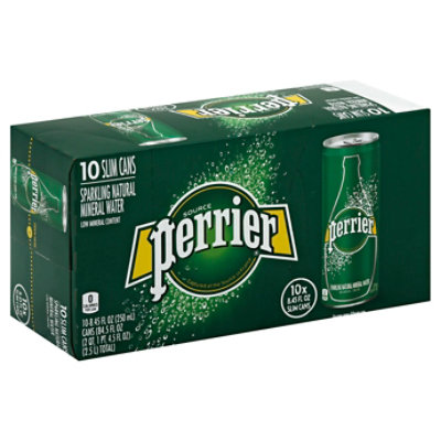Perrier Carbonated Mineral Water Slim Cans - 10-8.45 Fl. Oz.