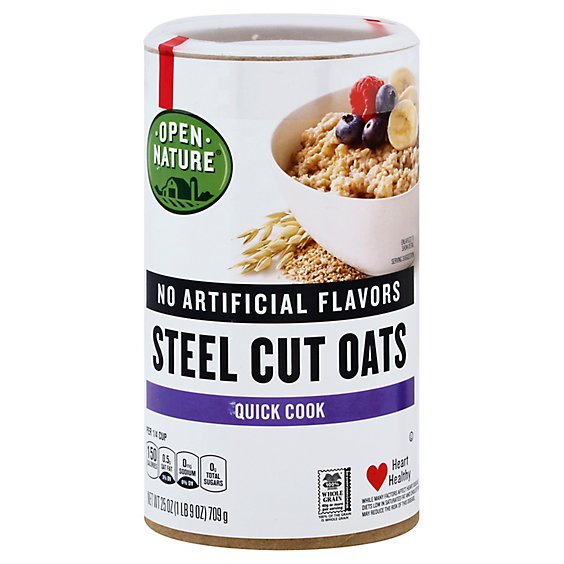 Open Nature Cereal Oats Quick Cook Steel Cuts Oats Jar - 25 Oz