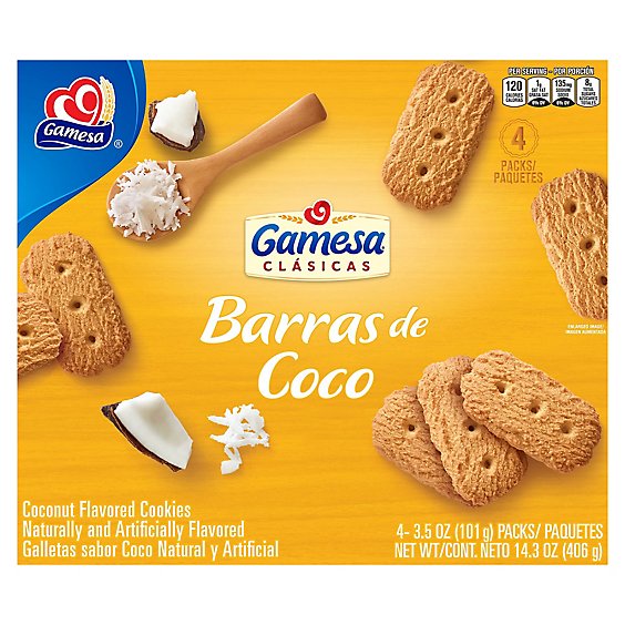 Gamesa Cookies Barras de Coco Coconut - 4-3.5 Oz