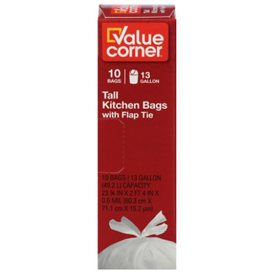 Value Corner Kitchen Bags Drawstring Tall 13 Gallon - 10 Count - Image 1