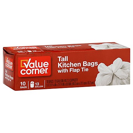 Value Corner Kitchen Bags Drawstring Tall 13 Gallon - 10 Count - Image 1