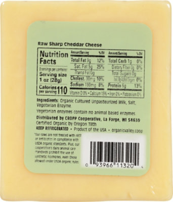 Organic Valley Raw Sharp Cheddar Cheese - 8 Oz - Image 6