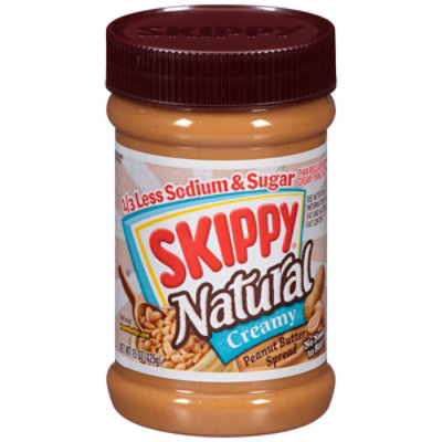 SKIPPY Natural Peanut Butter Spread Creamy 1/3 Less Sodium and Sugar - 15 Oz - Image 3