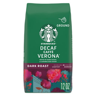 Starbucks Decaf Caffe Verona 100% Arabica Dark Roast Ground Coffee Bag - 12 Oz - Image 1