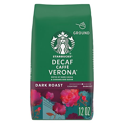 Starbucks Coffee Ground Dark Roast Caffe Verona Decaf Bag - 12 Oz