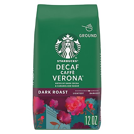 Starbucks Decaf Caffe Verona 100% Arabica Dark Roast Ground Coffee Bag - 12 Oz - Image 1
