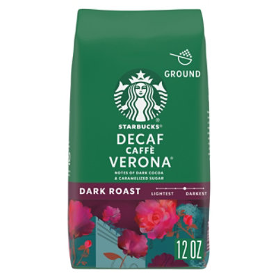 Starbucks Decaf Caffe Verona 100% Arabica Ground Dark Roast Coffee Bag - 12 Oz