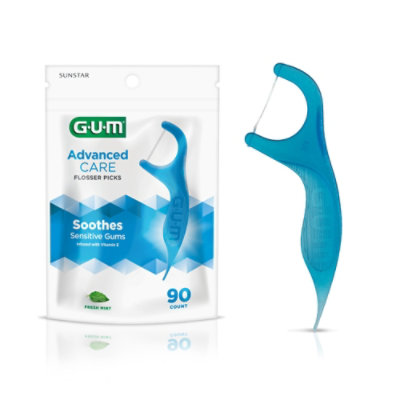 GUM Advanced Care Fresh Mint With Vitamin E and Fluoride Flosser Picks - 90 Count - Image 1