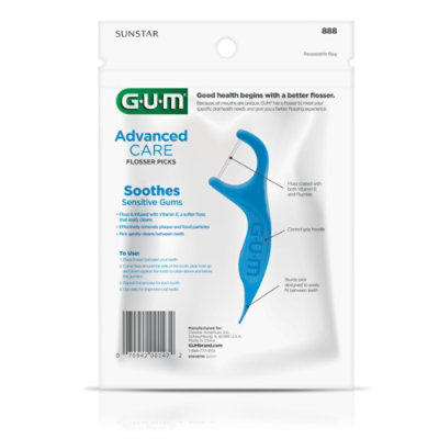 GUM Advanced Care Fresh Mint With Vitamin E and Fluoride Flosser Picks - 90 Count - Image 2