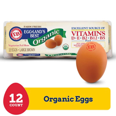 Eggland's Best 100% USDA Organic Certified Large Brown Eggs - 12 Count - Image 2