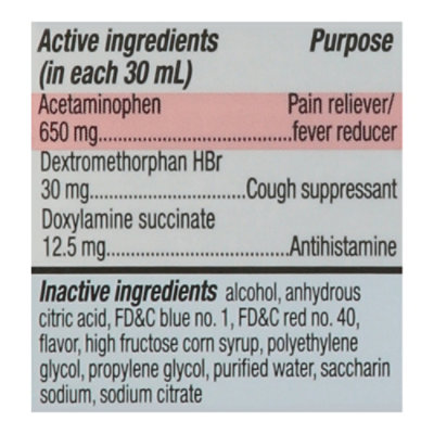Signature Select/Care Cold & Flu Relief Nighttime Acetaminophen 650mg Cherry - 12 Fl. Oz. - Image 5
