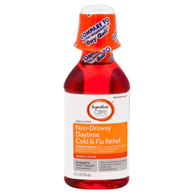 Signature Select/Care Cold & Flu Relief Daytime Non Drowsy Acetaminophen Original - 12 Fl. Oz. - Image 1