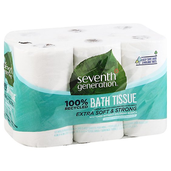 Seventh Generation Bath Tissue 2-Ply 100% Recycled Paper White 240 Sheets - 6 Roll