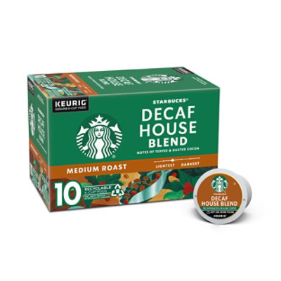 Starbucks Decaf House Blend 100% Arabica Medium Roast K Cup Coffee Pods Box 10 Count - Each - Image 1