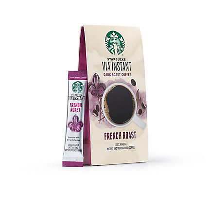 Starbucks VIA Instant French Roast 100% Arabica Dark Roast Coffee Packets Box 8 Count - Each - Image 1