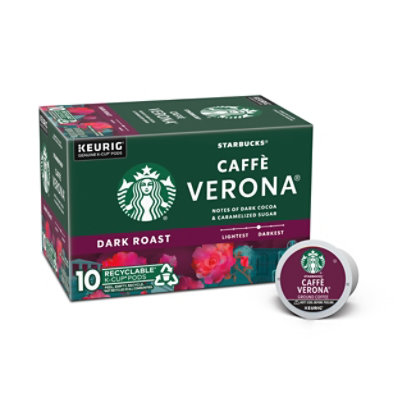 Starbucks Caffe Verona 100% Arabica Dark Roast K Cup Coffee Pods Box 10 Count - Each - Image 1