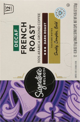 Signature SELECT Coffee Pods Single Serve Dark Roast French Roast Decaf - 12 Count - Image 4