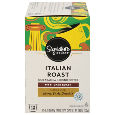 Signature SELECT Coffee Pods Dark Roast Italian Roast - 12 Count