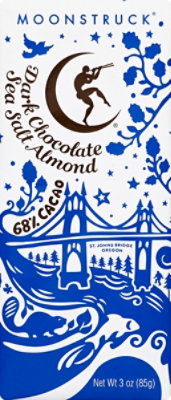 Moonstruck Dark Chocolate Sea Salt Almond 68% Cacao - 3 Oz - Image 2