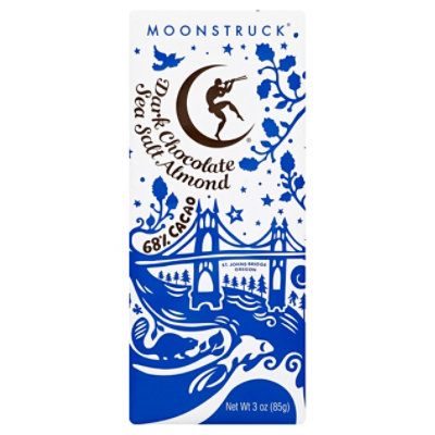 Moonstruck Dark Chocolate Sea Salt Almond 68% Cacao - 3 Oz - Image 1