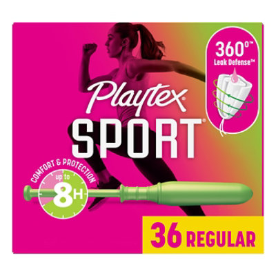 Playtex Sport Tampons Plastic Unscented Regular Absorbency - 36 Count - Image 1