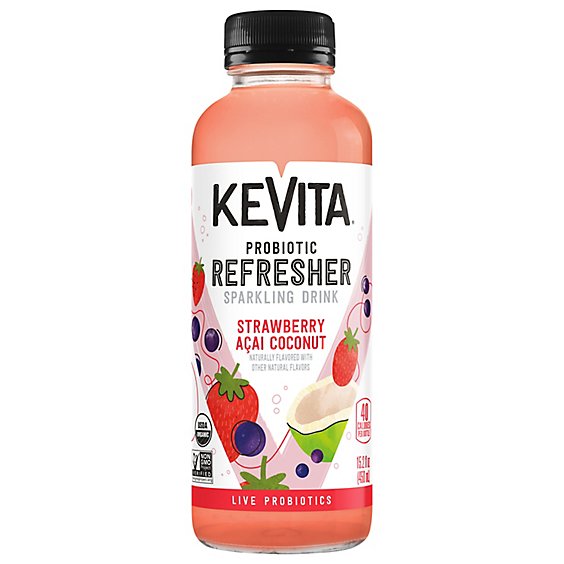 KeVita Sparkling Probiotic Drink Strawberry Acai Coconut - 15.2 Fl. Oz.