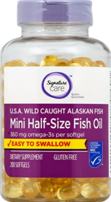 Signature Care Fish Oil Mini 1200mg Omega 3 360mg Dietary Supplement Softgel - 200 Count - Image 2