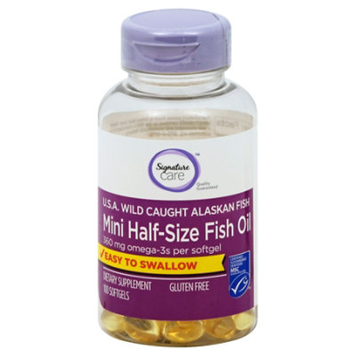 Signature Care Fish Oil Mini 1200mg Omega 3 360mg Dietary Supplement Softgel - 100 Count