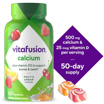 Vitafusion Calcium Gummy Vitamins Fruit And Cream Flavored Chewable Calcium Vitamins - 100 Count - Image 1