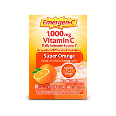 Emergen-C Super Orange Dietary Supplement Fizzy Drink Mix with 1000mg Vitamin C - 10-.32 Oz. - Image 1