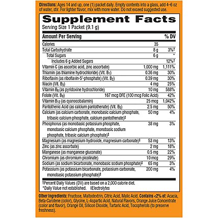 Emergen-C Super Orange Dietary Supplement Fizzy Drink Mix with 1000mg Vitamin C - 10-.32 Oz. - Image 4