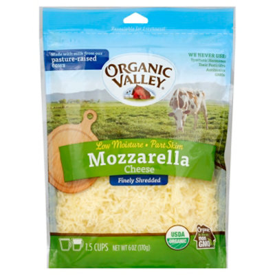 Organic Valley Cheese Organic Finely Shredded Mozzarella Low Moisture ...