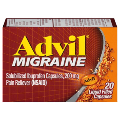Advil Migraine Pain Reliever Liquid Filled Capsules 200mg Ibuprofen - 20 Count