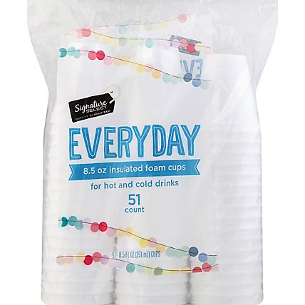 Signature SELECT Cups Everyday Insulated Cups Foam 8.5 Ounces For Hot And Cold - 51 Count - Image 2
