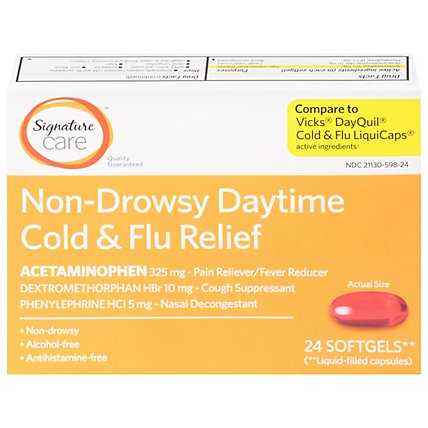 Signature Care Cold & Flu Relief Daytime Non Drowsy Acetaminophen 325mg Softgel - 24 Count - Image 3