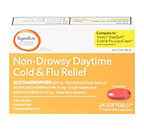 Signature Care Cold & Flu Relief Daytime Non Drowsy Acetaminophen 325mg Softgel - 24 Count