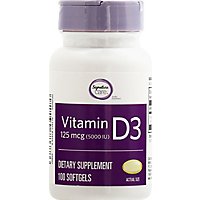 Signature Care Vitamin D3 125mcg Dietary Supplement Softgel - 100 Count - Image 2