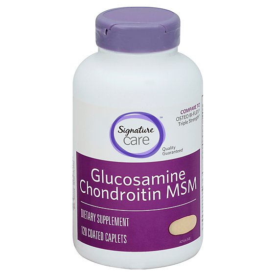 Signature Care Glucosamine Chondroitin MSM Dietary Supplement Caplet - 120 Count