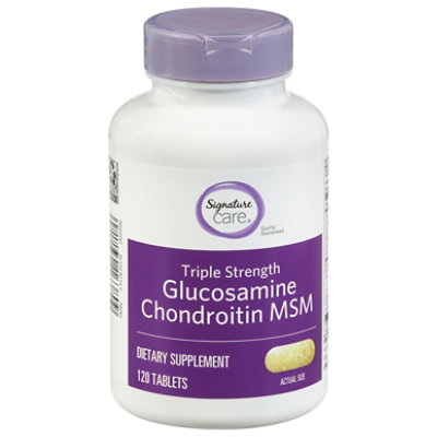 Signature Care Glucosamine Chondroitin MSM Dietary Supplement Caplet - 120 Count