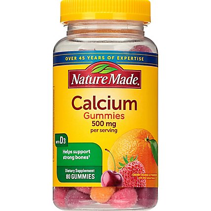 Nature Made Adult Gummies Calcium Cherry Orange & Strawberry - 80 Count - Image 2