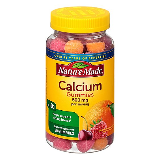 Nature Made Adult Gummies Calcium Cherry Orange & Strawberry - 80 Count