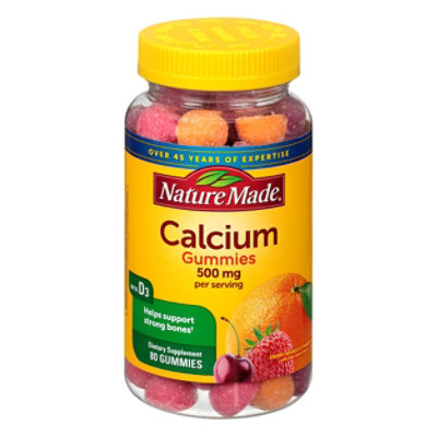 Nature Made Adult Gummies Calcium Cherry Orange & Strawberry - 80 Count