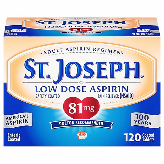 St. Joseph Aspirin Tablets Low Dose 81 mg Enteric Coated - 120 Count