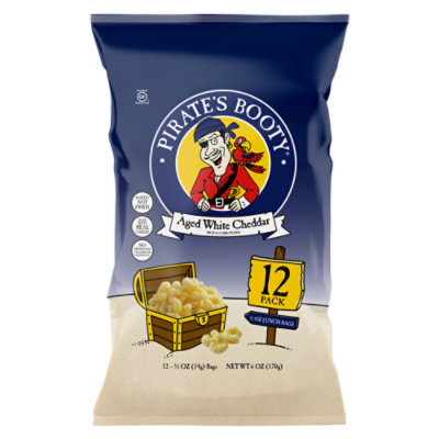 Pirate's Booty Aged White Cheddar Cheese Puff Snack Pack Individual Snack Size Bags - 12-0.5 Oz