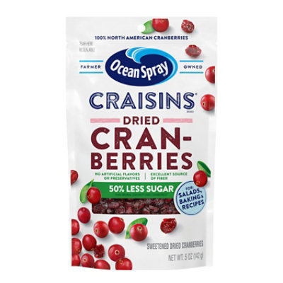 Ocean Spray Craisins Cranberries Dried Reduced Sugar 50% Less Resealable - 5 Oz - Image 1