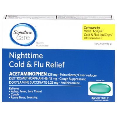 Signature Select/Care Cold & Flu Relief Nighttime Acetaminophen 325mg Softgel - 24 Count - Image 3